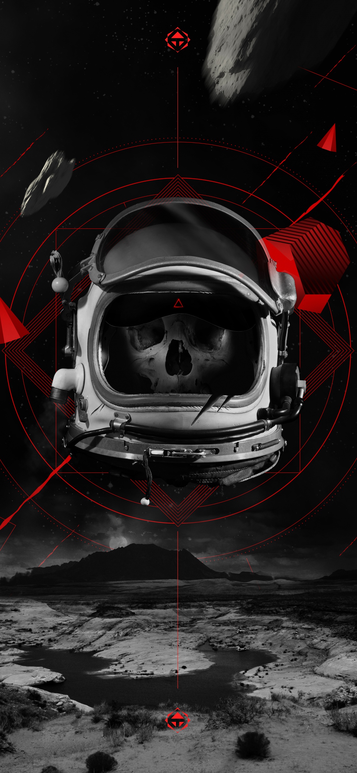 Обои красный цвет, иллюстрация, космос, графический дизайн, темнота в разрешении 1242x2688