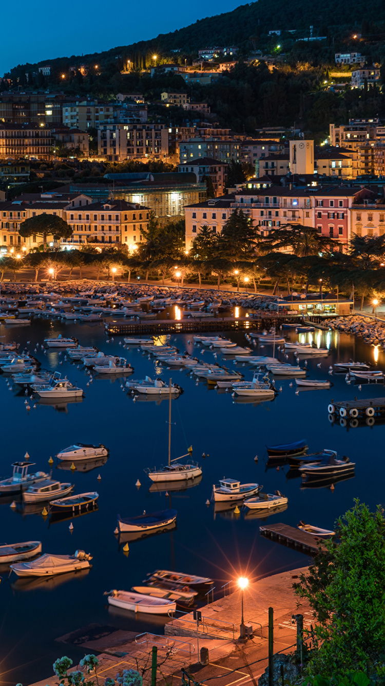 Обои Леричи, Марина, гавань, побережье, ночь в разрешении 750x1334