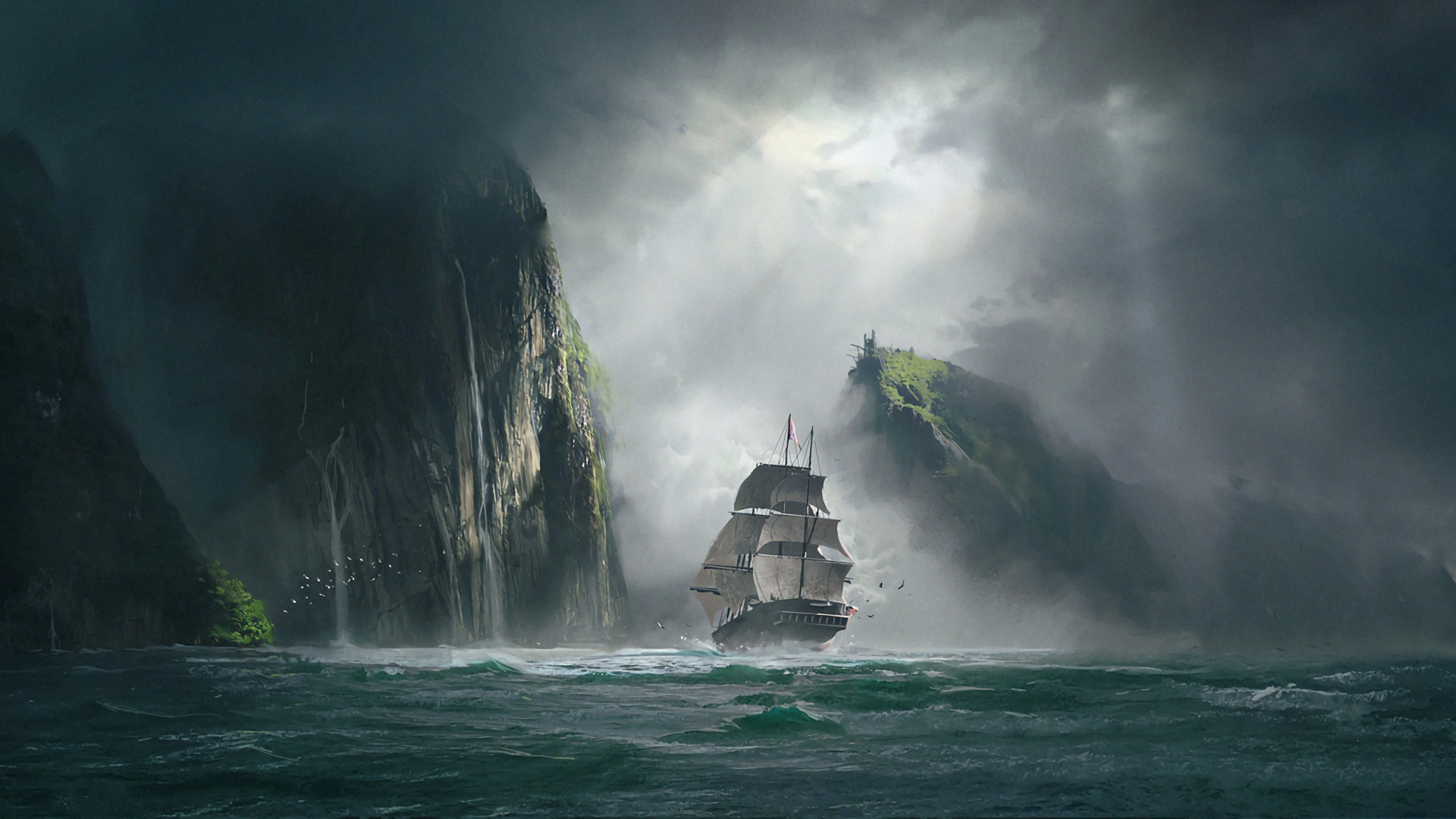 Обои концепт арт, ветровая волна, артист, ветер, буря в разрешении 1920x1080