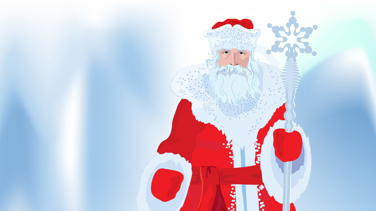 Обои Дед Мороз, снегурочка, Санта-Клаус, Рождественский день, векторная графика в разрешении 1280x720