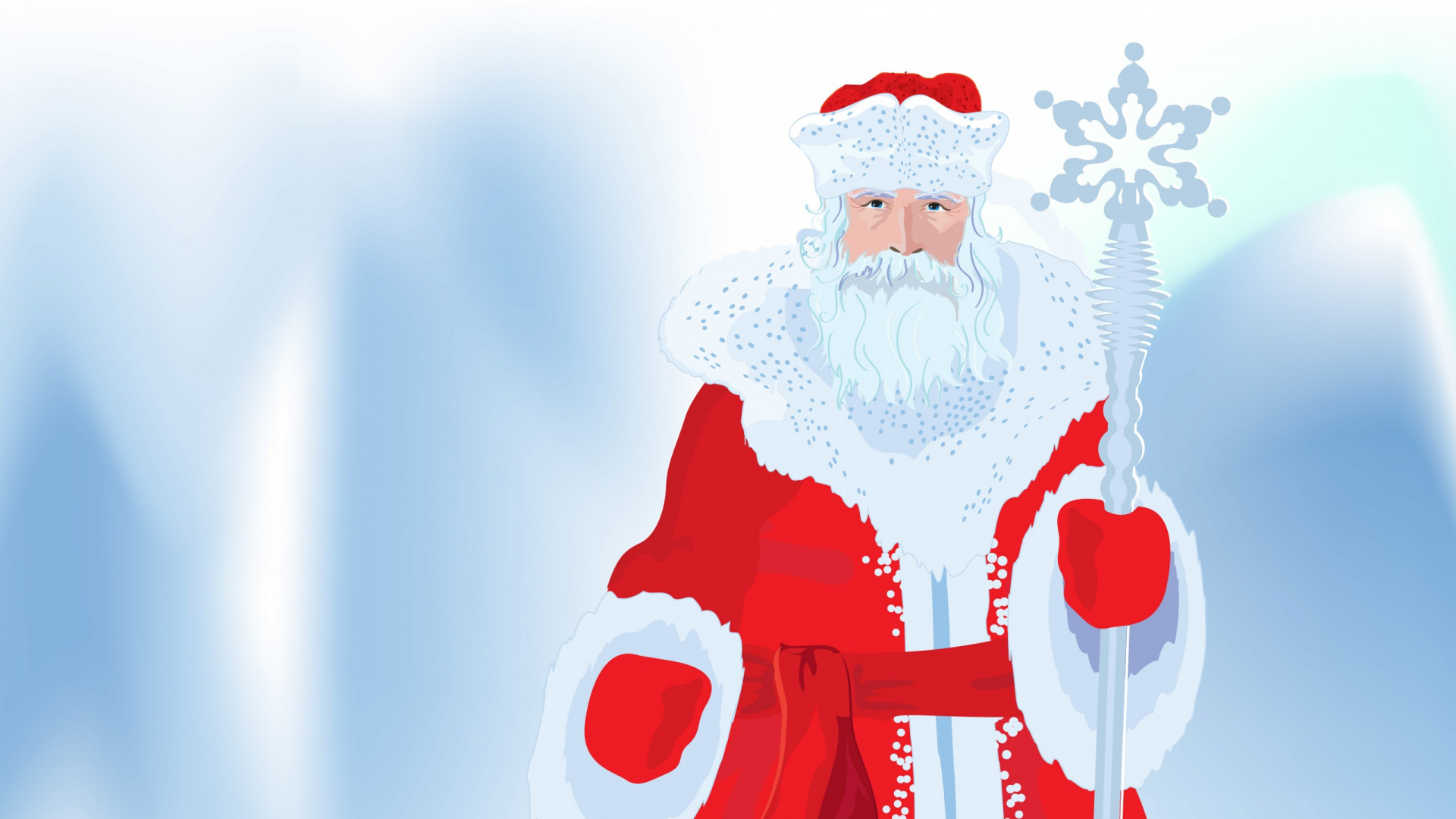 Обои Дед Мороз, снегурочка, Санта-Клаус, Рождественский день, векторная графика в разрешении 1920x1080