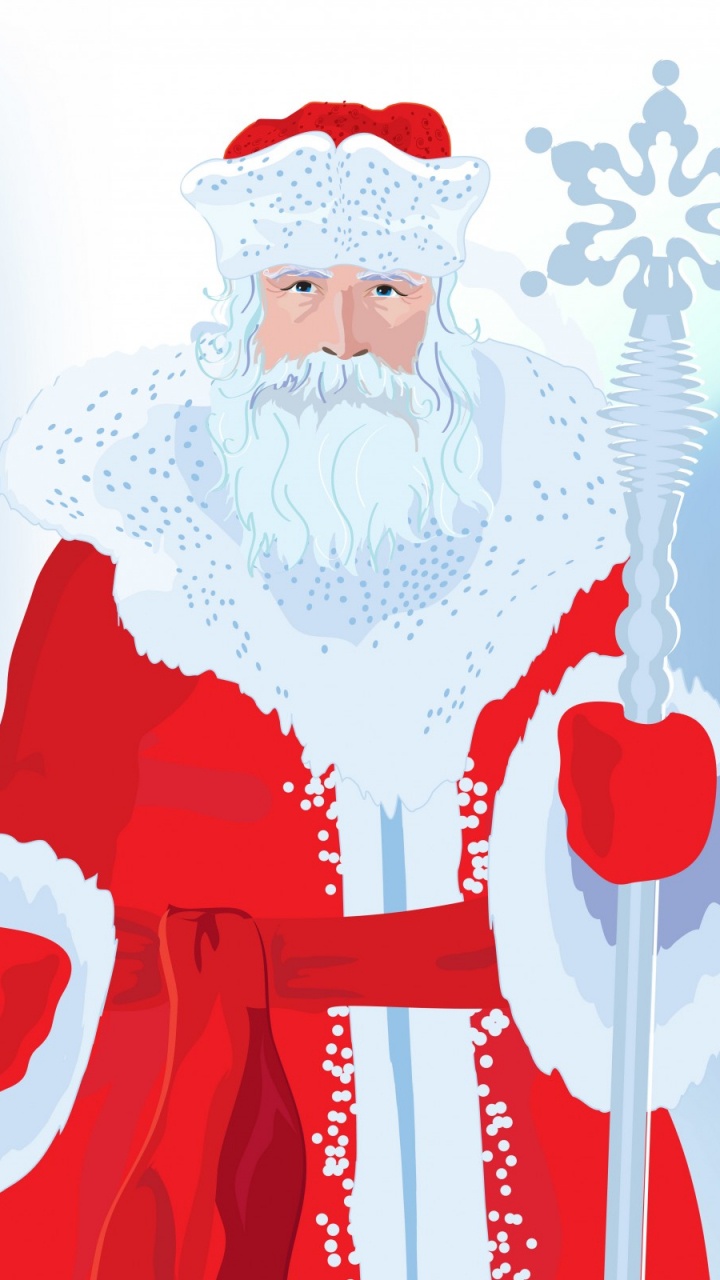 Обои Дед Мороз, снегурочка, Санта-Клаус, Рождественский день, векторная графика в разрешении 720x1280