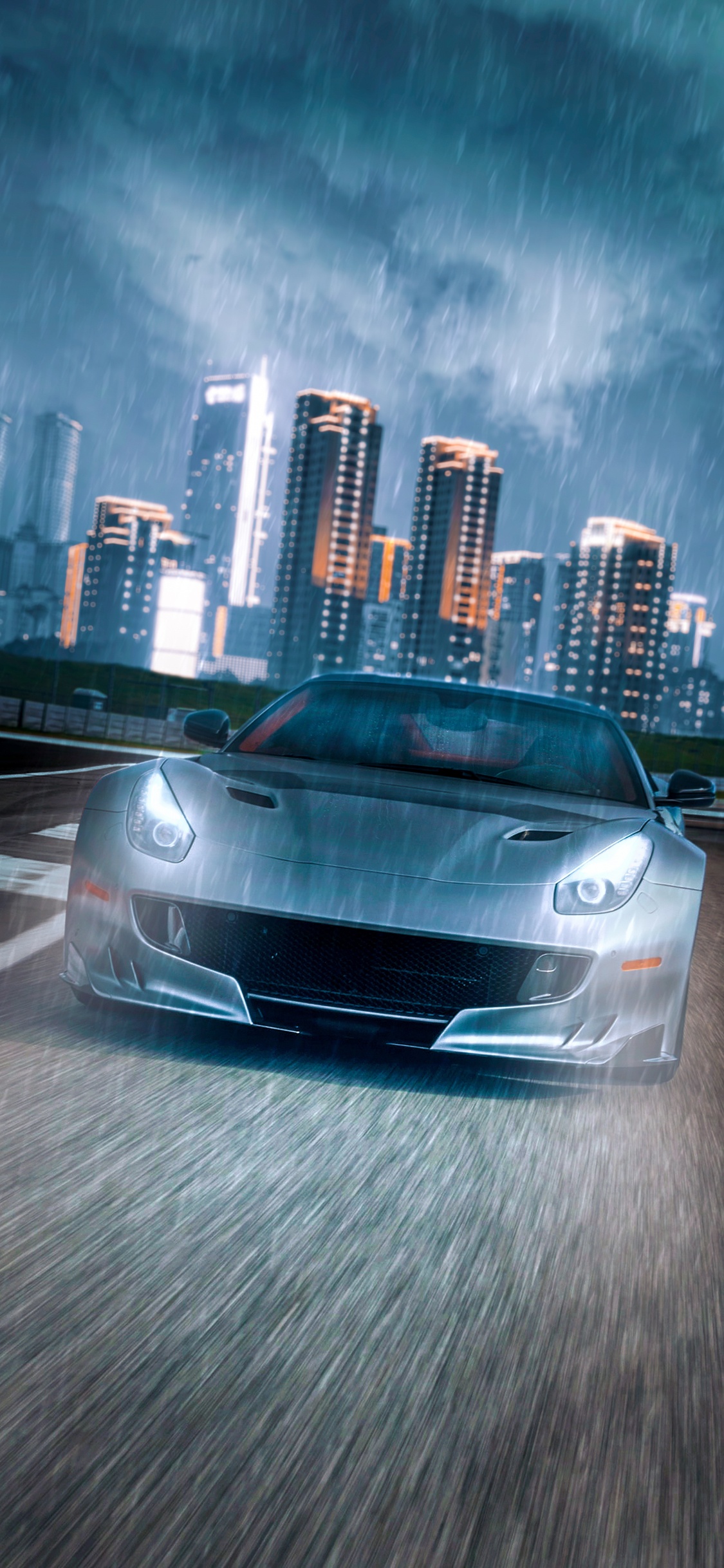 Обои спорткар, легковые автомобили, суперкар, небоскреб, облако в разрешении 1125x2436