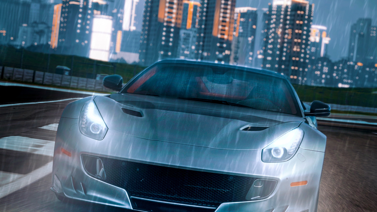 Обои спорткар, легковые автомобили, суперкар, небоскреб, облако в разрешении 1280x720