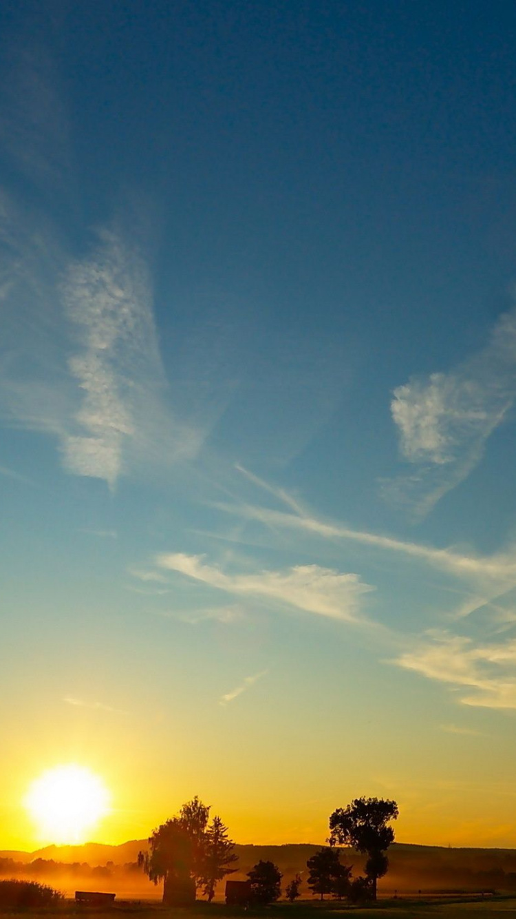 Обои пейзаж, закат, облако, горизонт, восход солнца в разрешении 750x1334