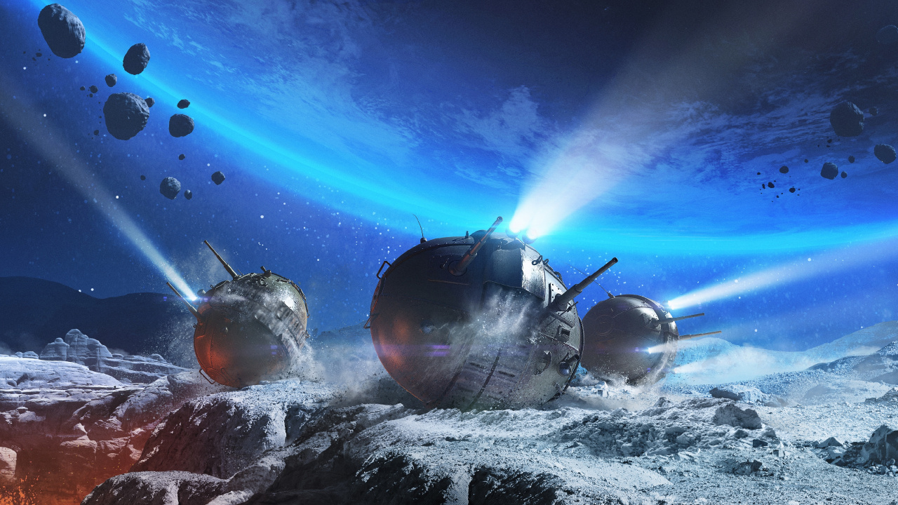 Обои world of tanks, wargaming, бак, космическое пространство, космос в разрешении 1280x720