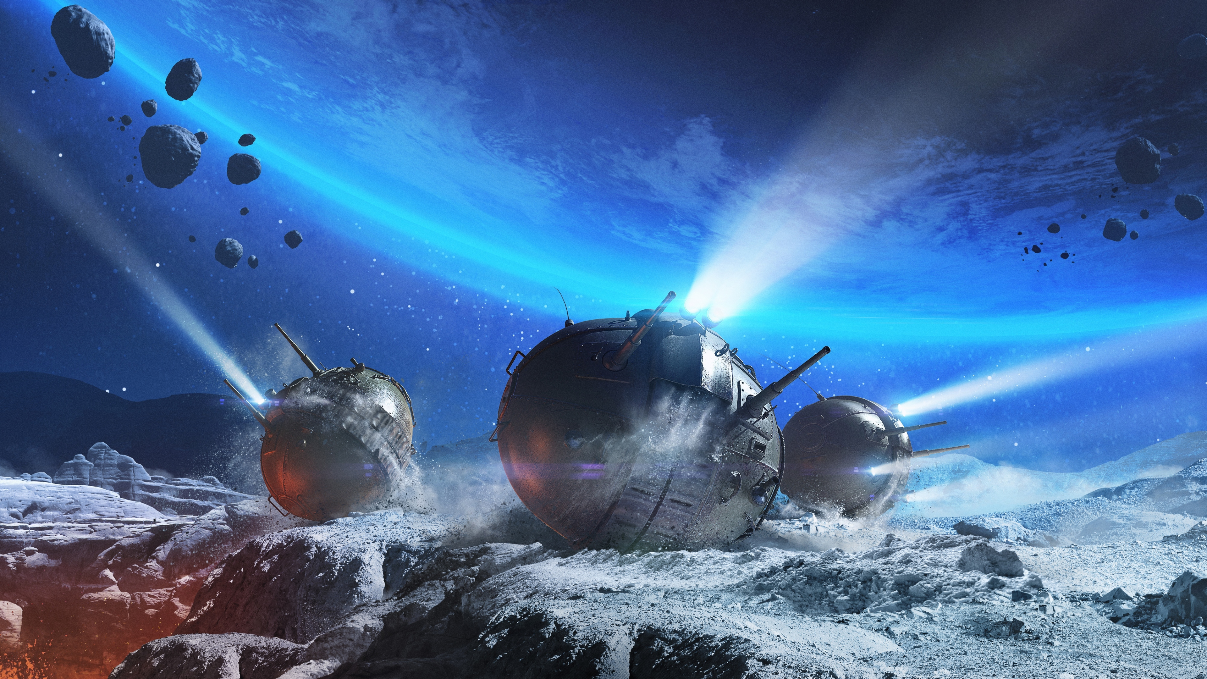 Обои world of tanks, wargaming, бак, космическое пространство, космос в разрешении 3840x2160