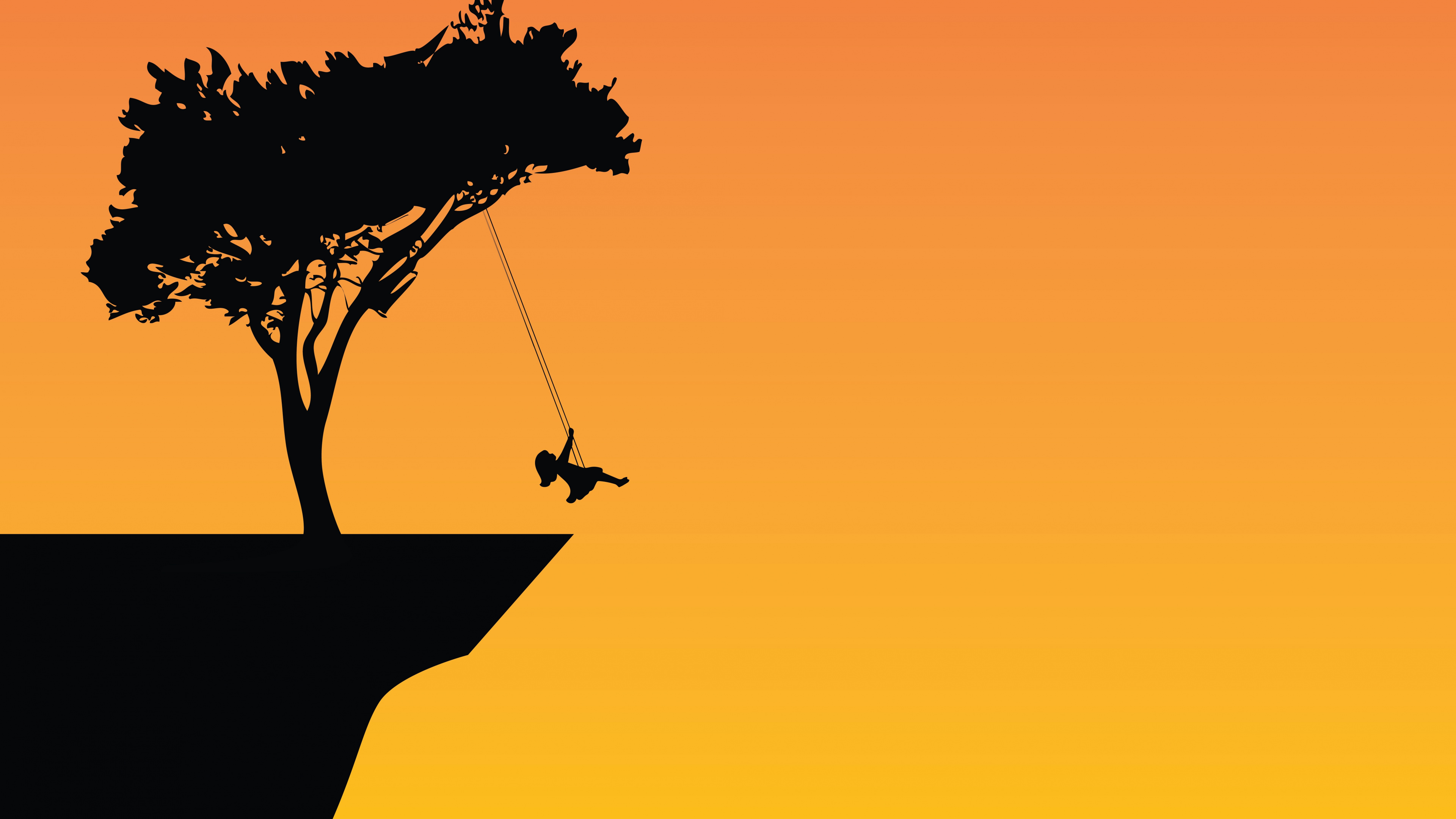 Обои иллюстратор, природный ландшафт, дерево, видео, желтый в разрешении 3840x2160