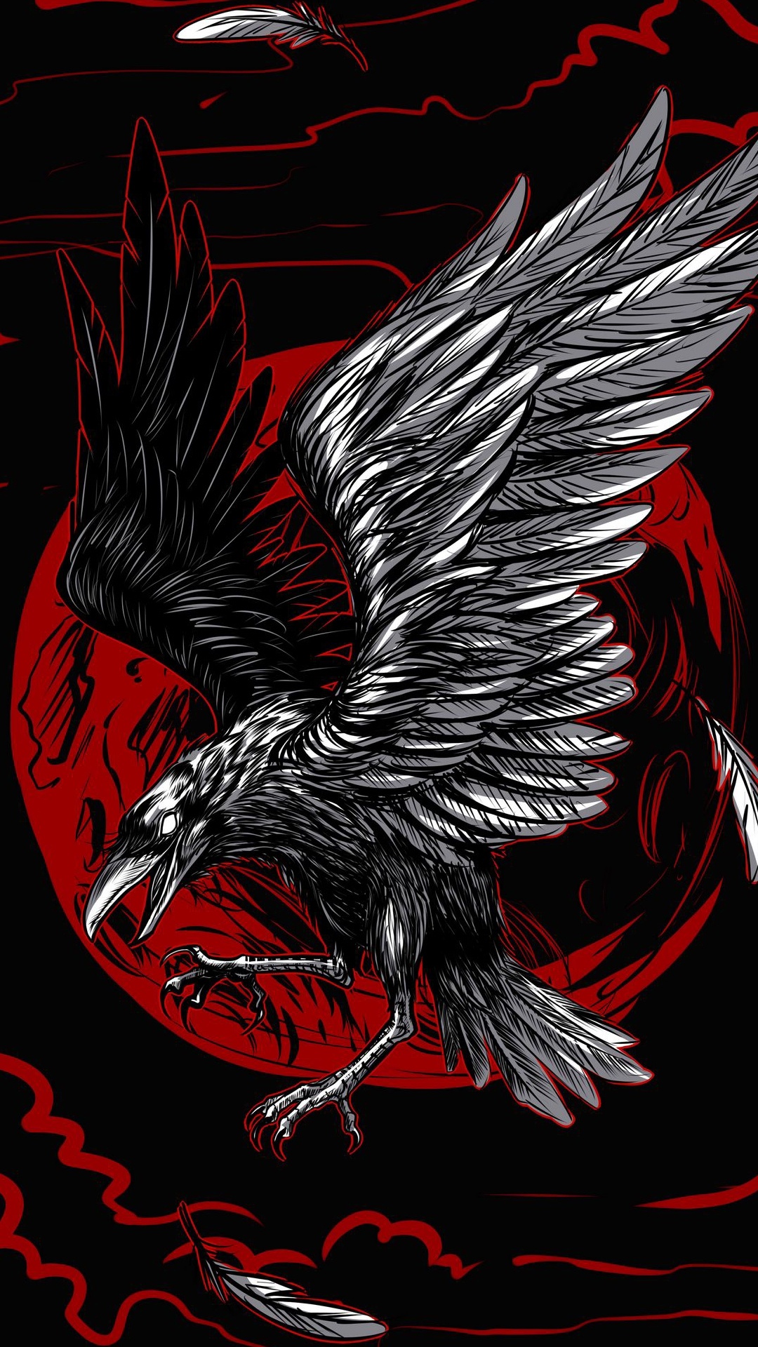 Обои крыло, футболка, птица, мифическое существо, жест в разрешении 1080x1920