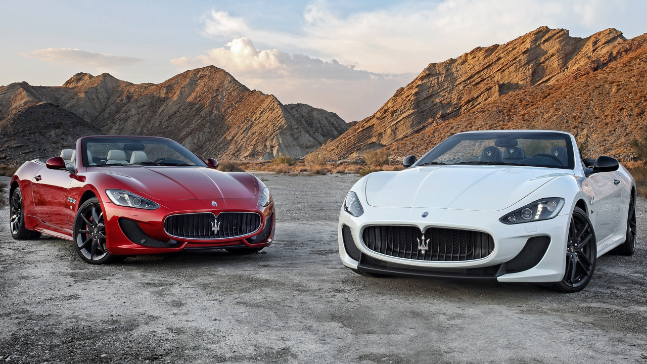Обои Мазерати, спорткар, maserati granturismo, роскошный автомобиль, автомобильный дизайн в разрешении 1280x720