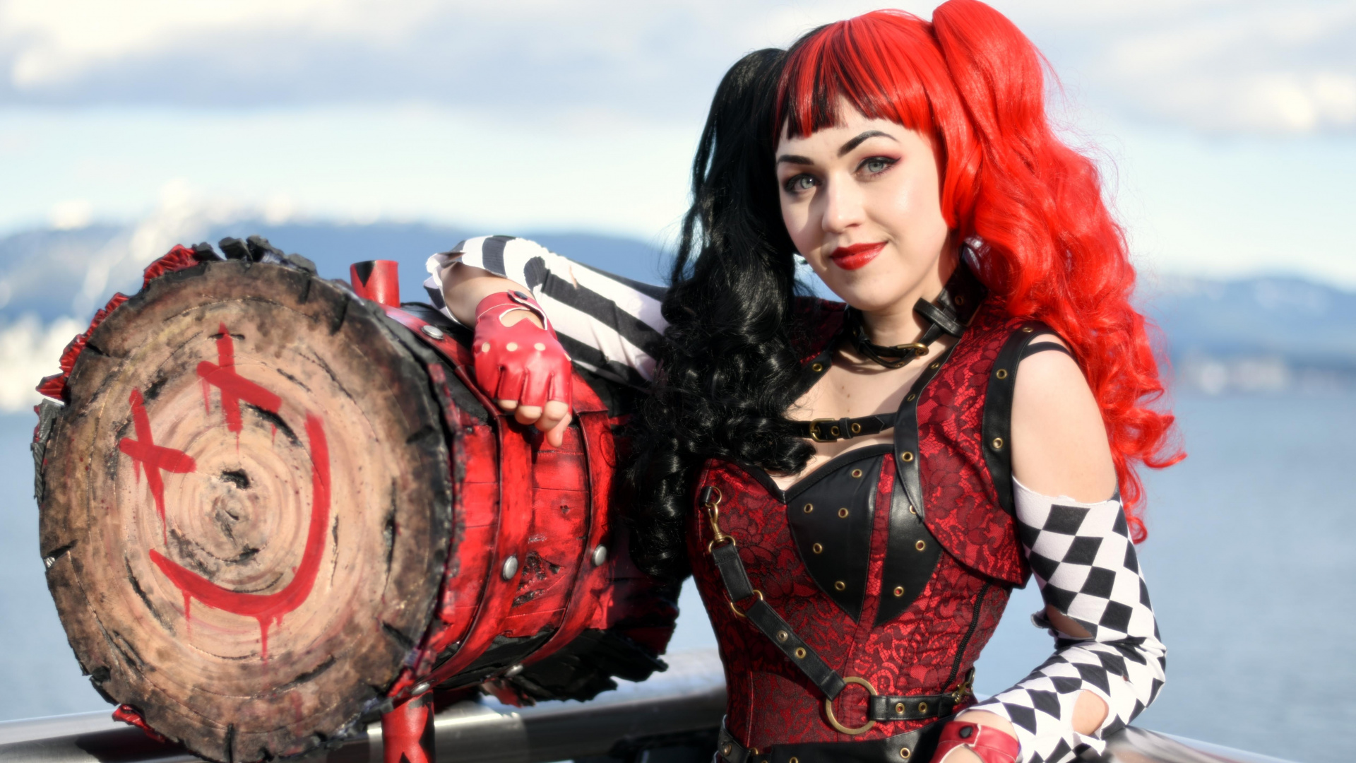 Обои Харли Квинн, косплей, костюм, субкультуры, плоть в разрешении 1920x1080