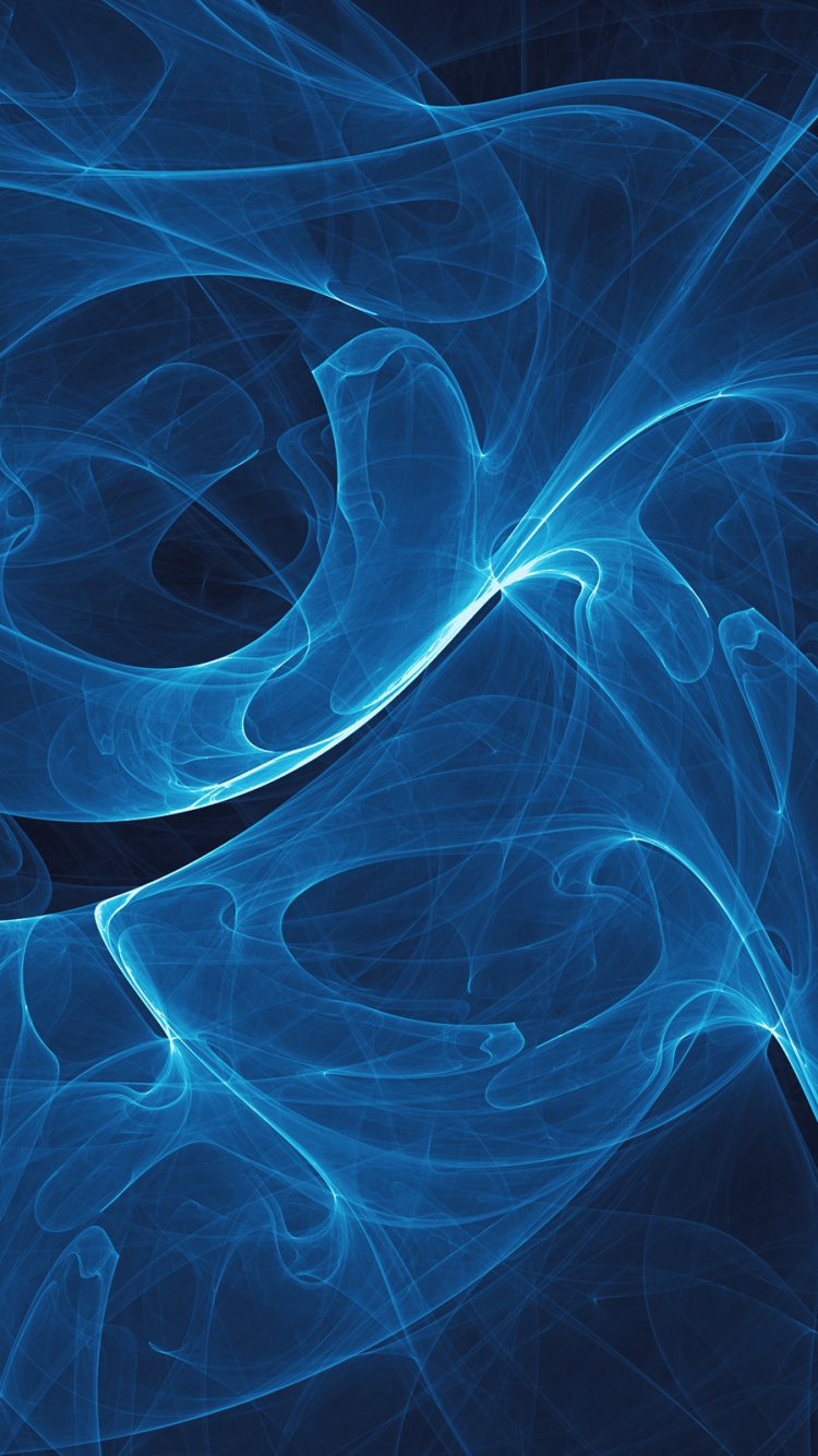 Обои синий, электрик, фрактальное искусство, линия, дым в разрешении 750x1334