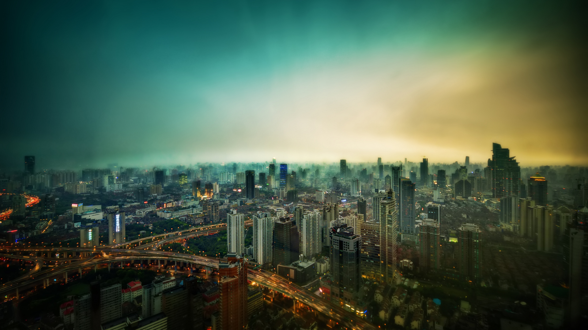 Обои городской пейзаж, метрополия, город, городской район, линия горизонта в разрешении 1920x1080