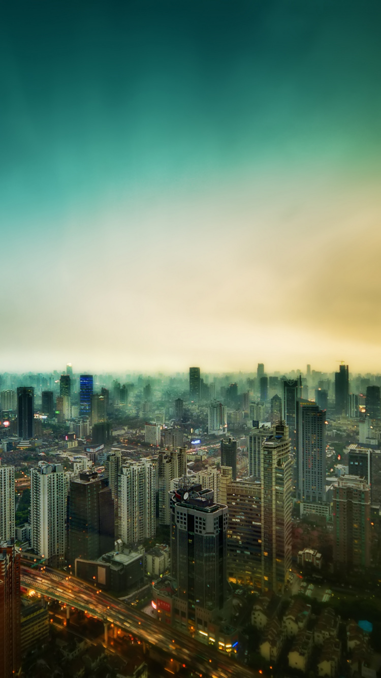 Обои городской пейзаж, метрополия, город, городской район, линия горизонта в разрешении 750x1334