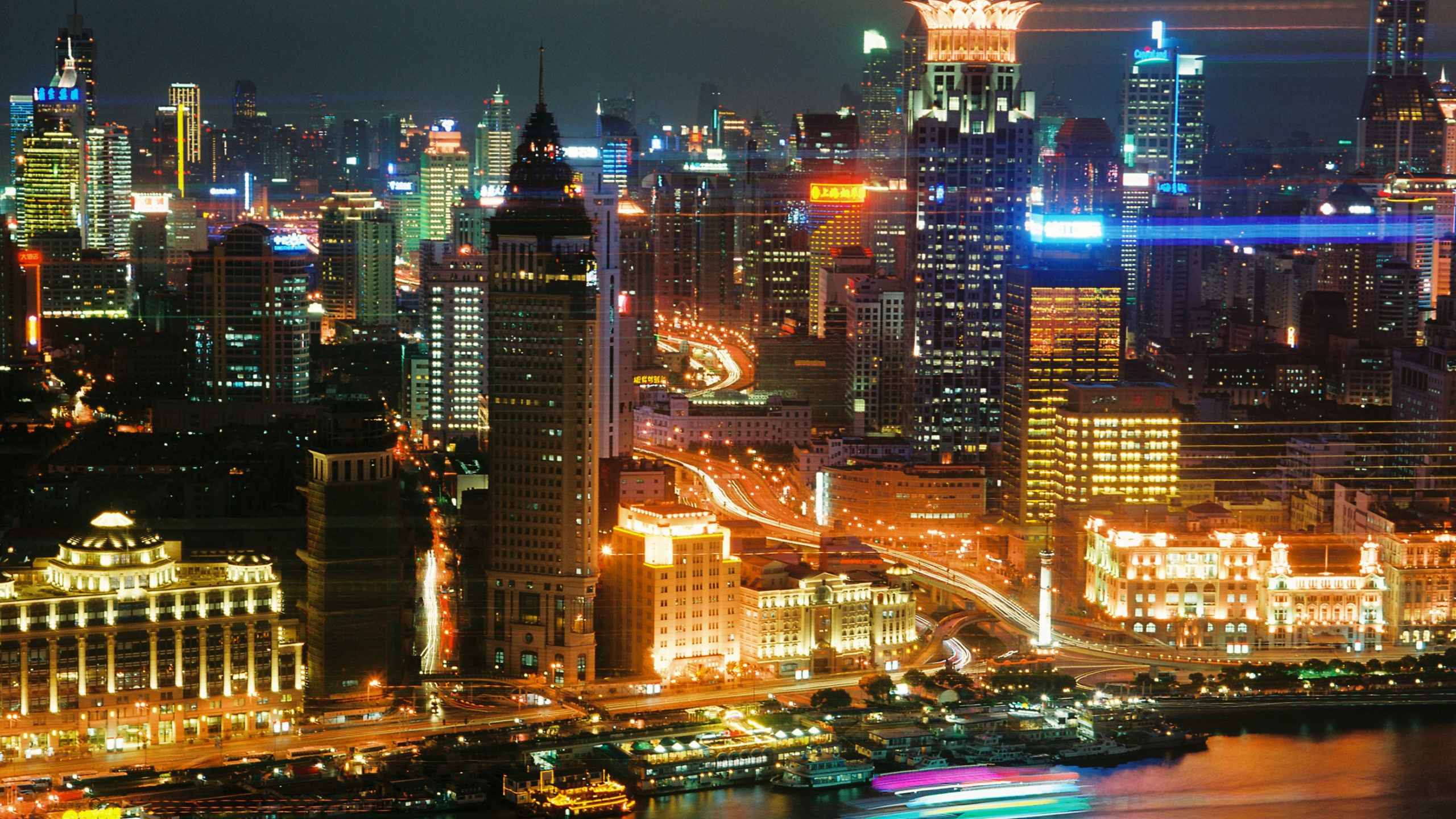 Обои Шанхай, город, городской пейзаж, городской район, метрополия в разрешении 2560x1440