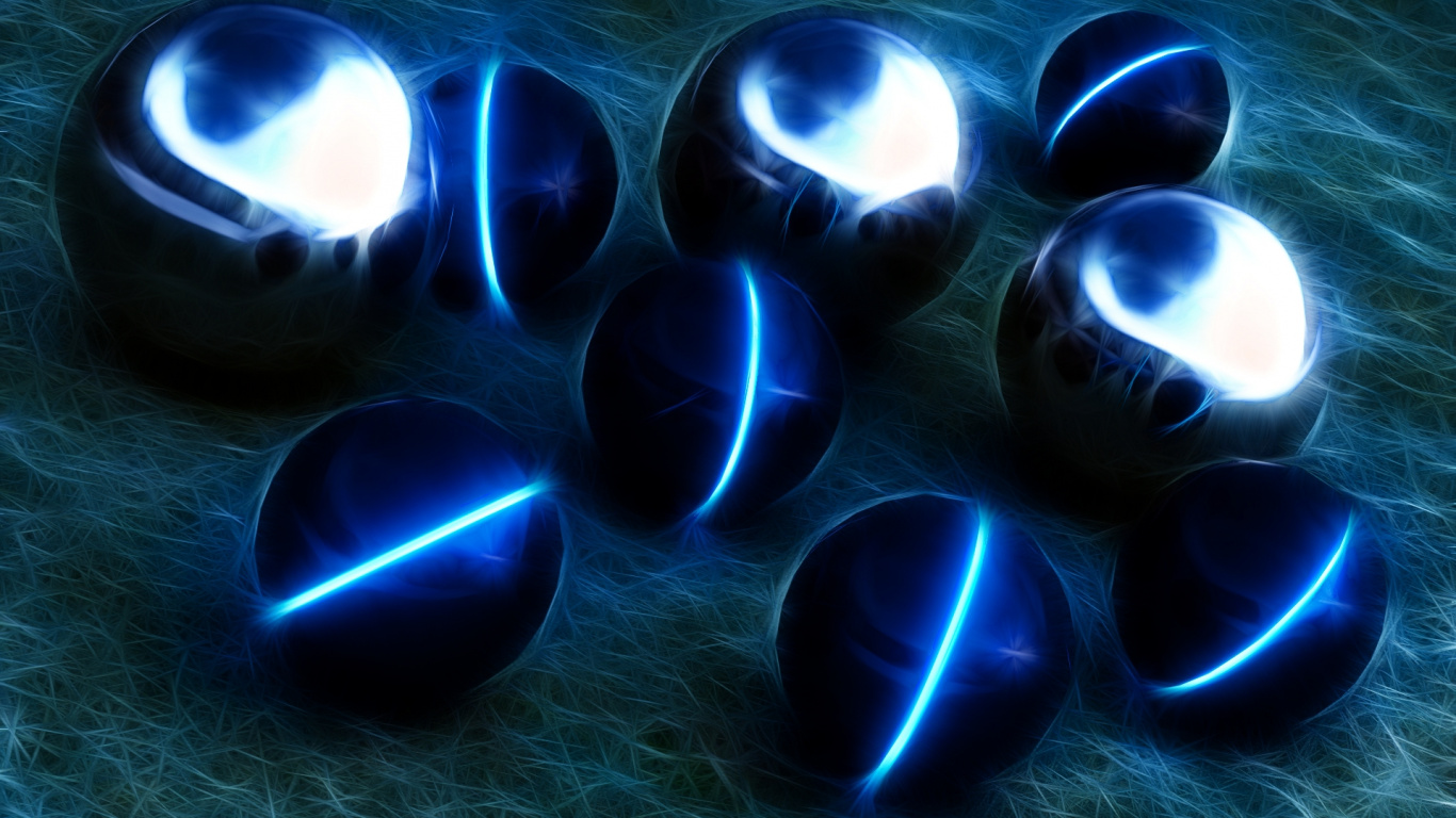 Обои синий, свет, сфера, мяч, абстракция в разрешении 1366x768
