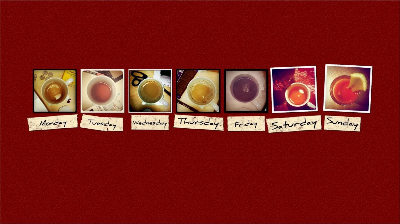 Обои неделя, марка, шрифт, текст, чай в разрешении 1366x768