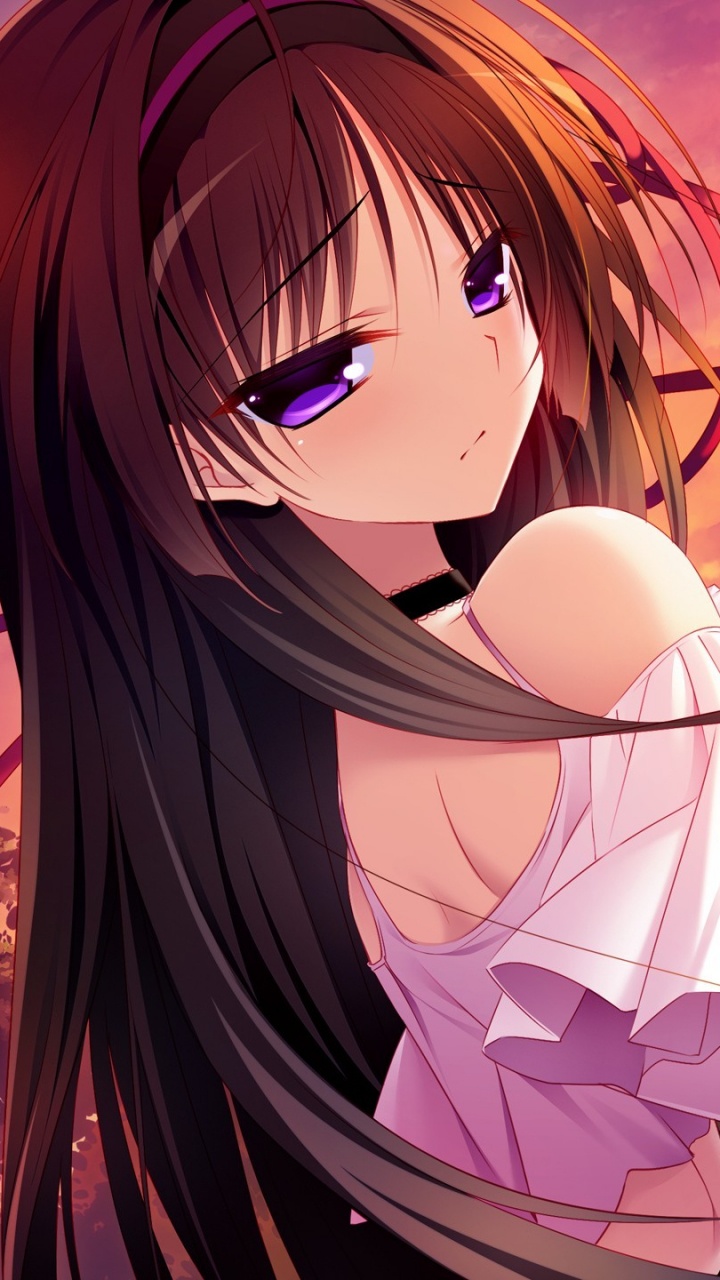 Обои аниме, длинные волосы, каштановые волосы, рот, иллюстрация в разрешении 720x1280