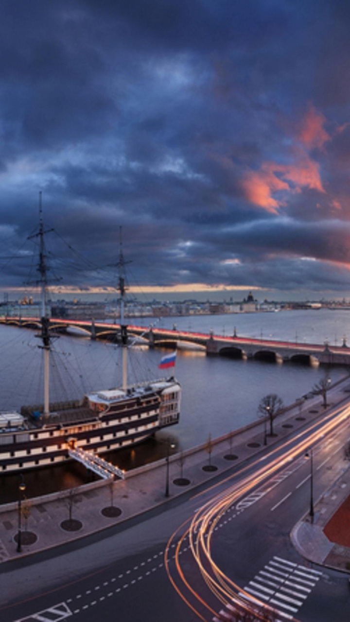 Обои Нева, Марина, облако, водный путь, вечер в разрешении 720x1280