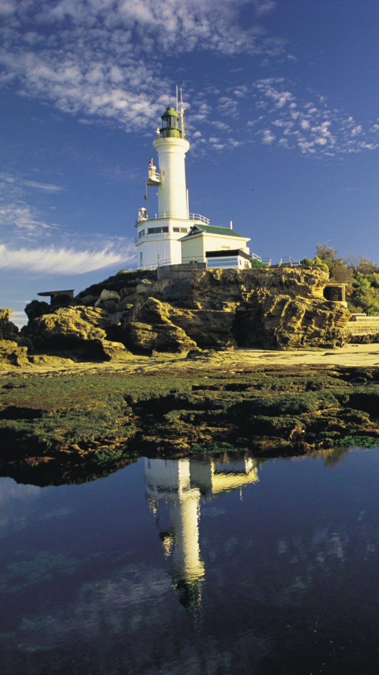 Обои Национальный Парк Грейт-Отуэй, Маяк, отражение, вышка, гидроресурсы в разрешении 750x1334