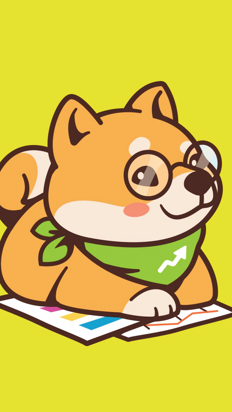 Обои мультфильм, зеленый, желтый, иллюстрация, картинка в разрешении 750x1334