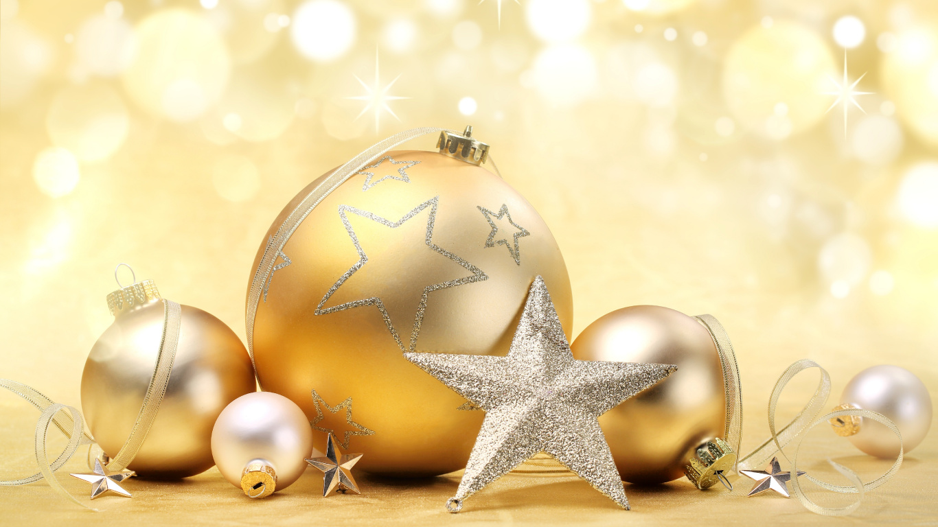 Обои Рождественский день, Новый год, рождественский орнамент, праздник, Рождественские украшения в разрешении 1366x768