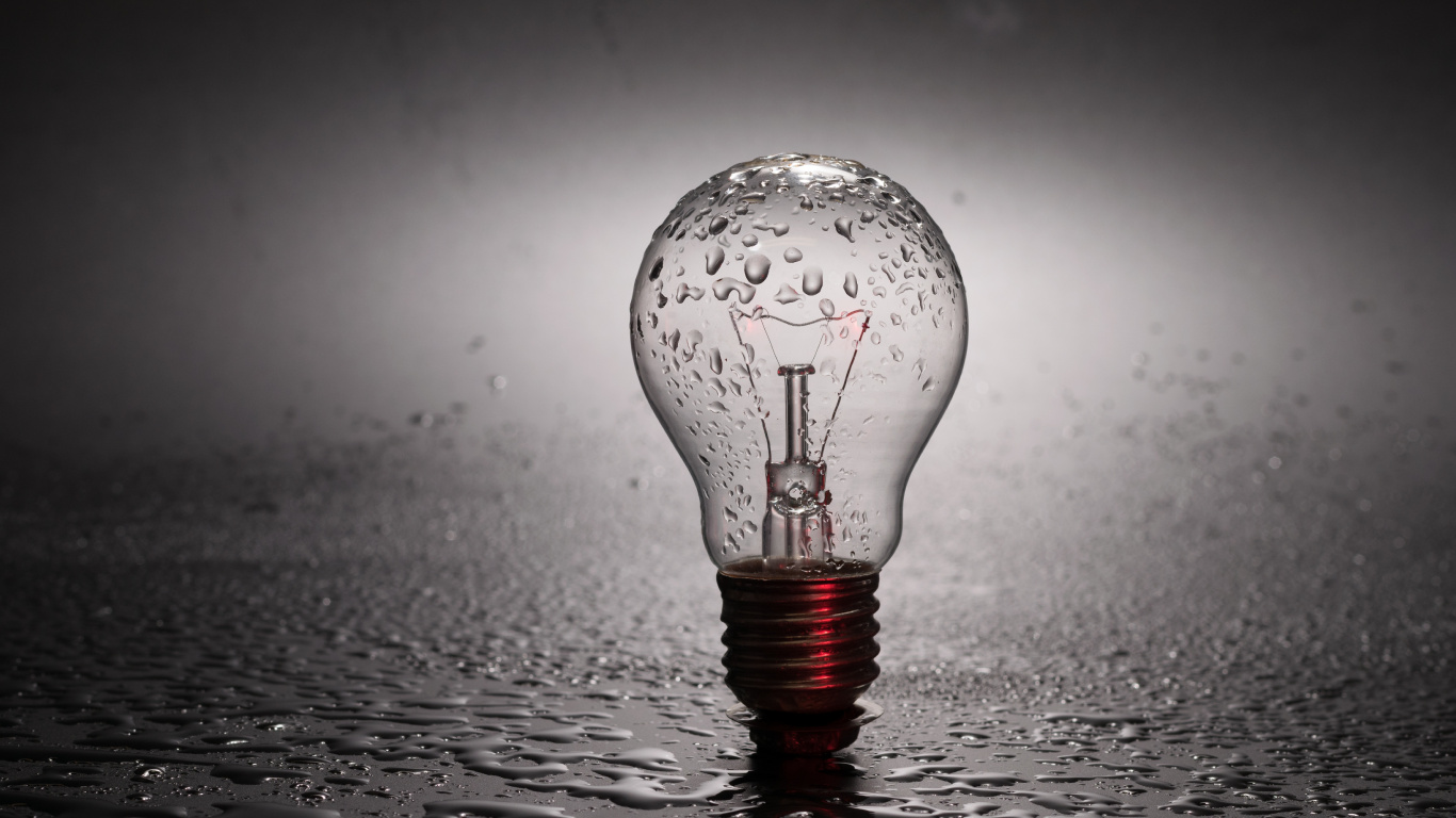 Обои электричество, вода, Лампа накаливания, свет, освещение в разрешении 1366x768