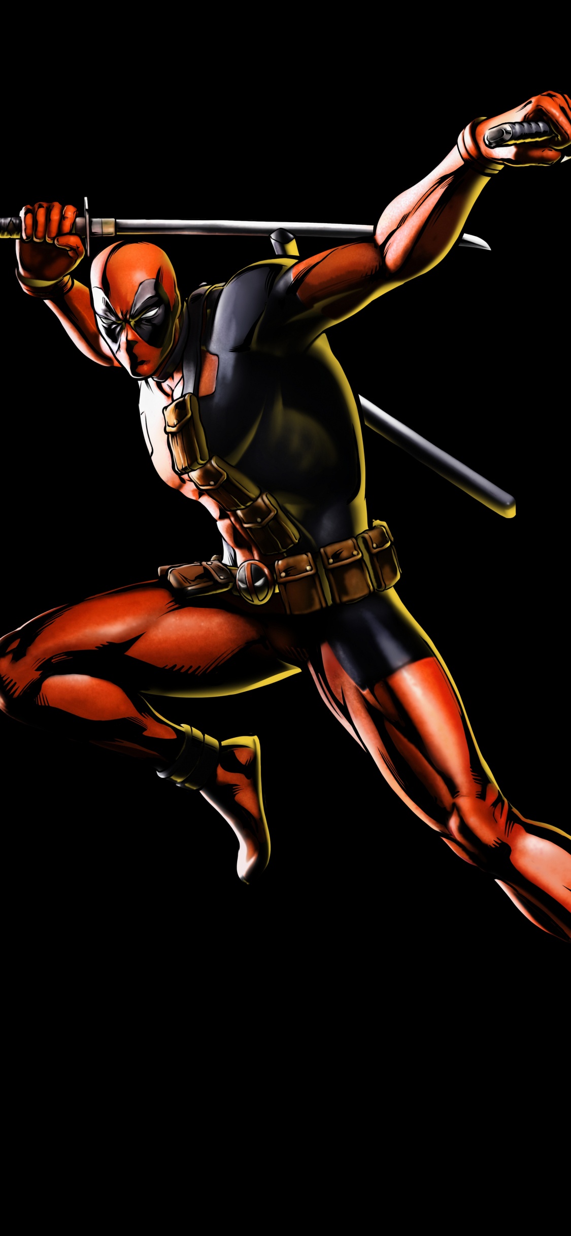 Обои дэдпул, комиксы Марвел, мышца, производительность, фильм в разрешении 1125x2436