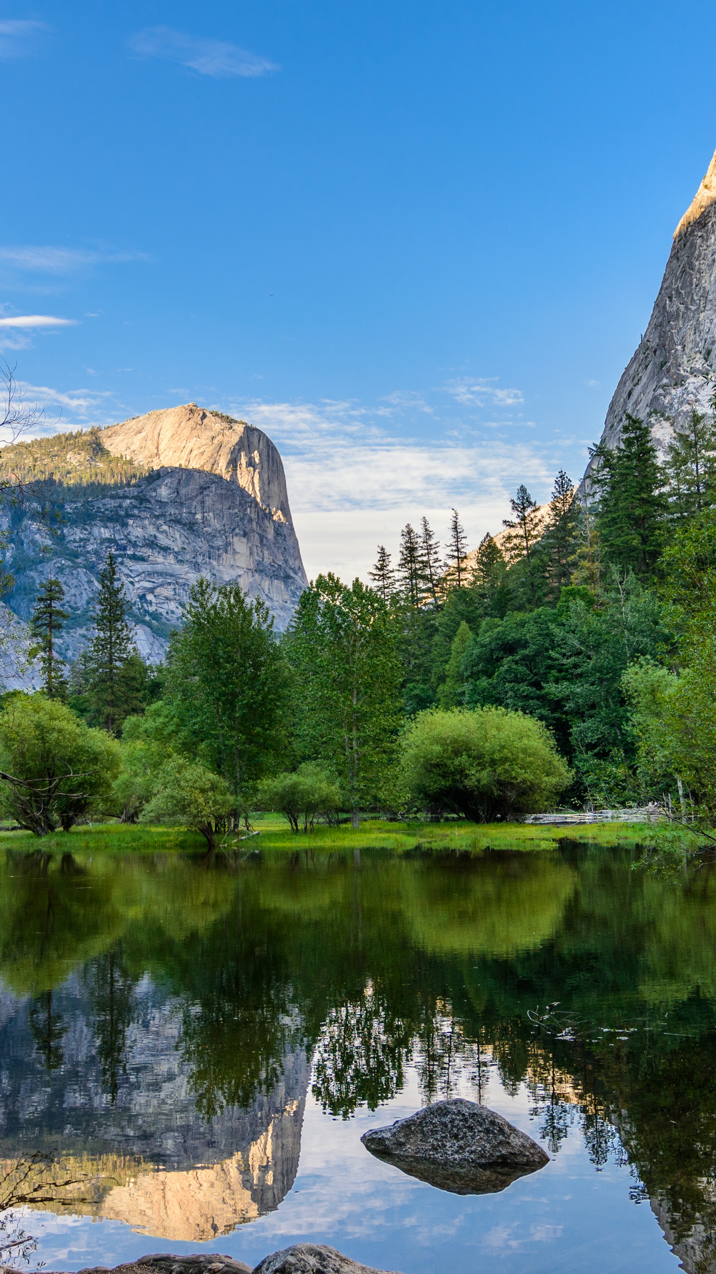 Обои зеркало озера, стена, съемный носитель, озеро, фреска в разрешении 1440x2560