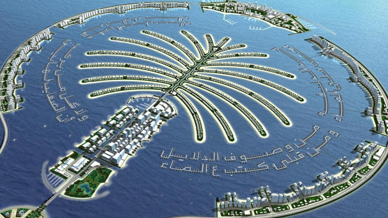 Обои Остров, искусственный остров, вода, гидроресурсы, прибрежные и океанические рельефы в разрешении 1280x720