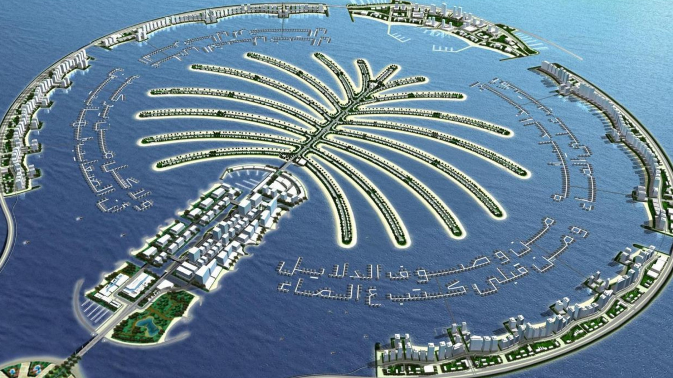 Обои Остров, искусственный остров, вода, гидроресурсы, прибрежные и океанические рельефы в разрешении 1366x768