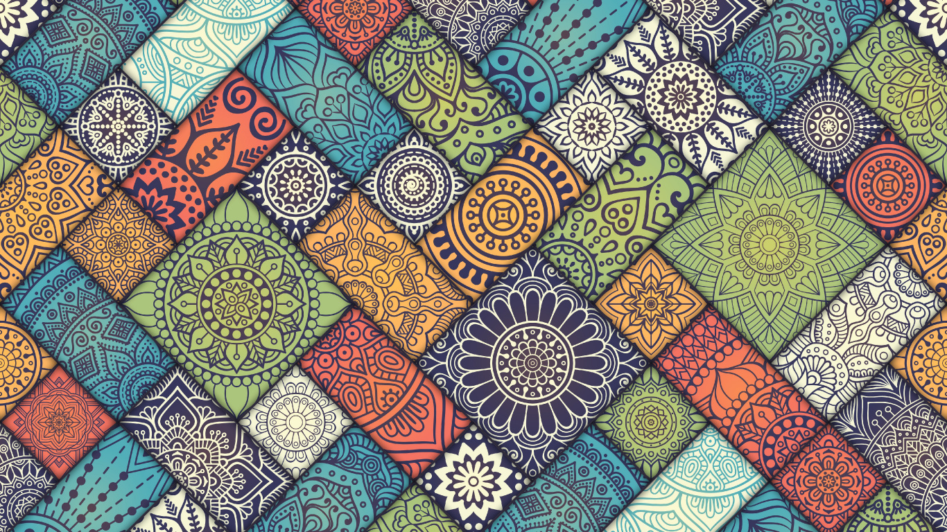 Обои мандала шаблон, мандал, дизайн, узор, векторная графика в разрешении 1366x768