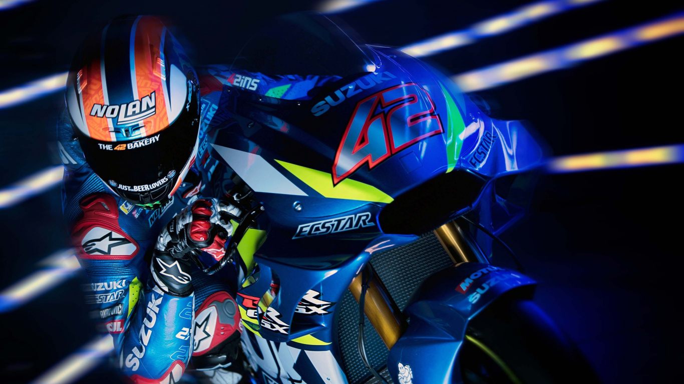 Обои Сезон MotoGP 2019, Команда Suzuki Ecstar, Судзуки системы GSX-РР, шина, колесо в разрешении 1366x768