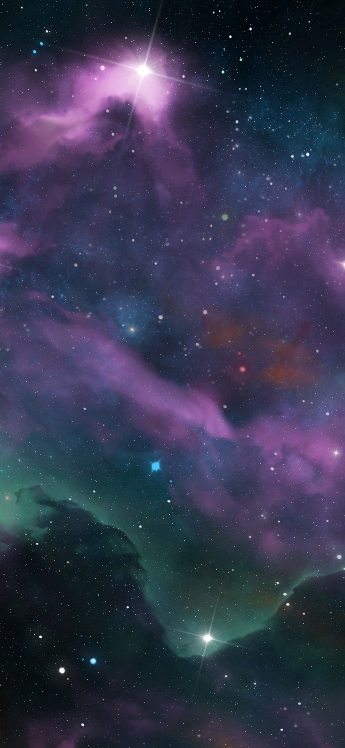 Обои туманность, звезда, природа, атмосфера, пурпур в разрешении 1125x2436