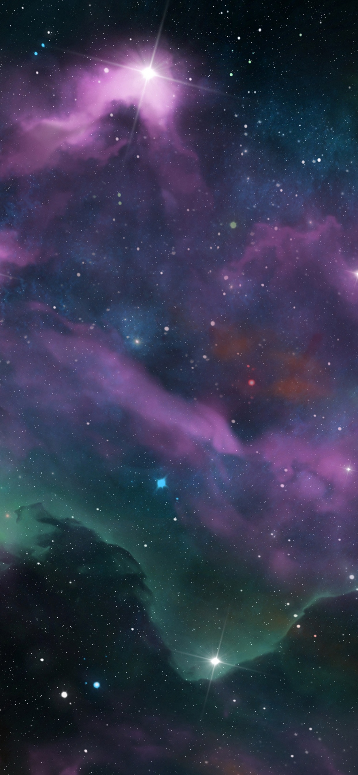 Обои туманность, звезда, природа, атмосфера, пурпур в разрешении 1242x2688