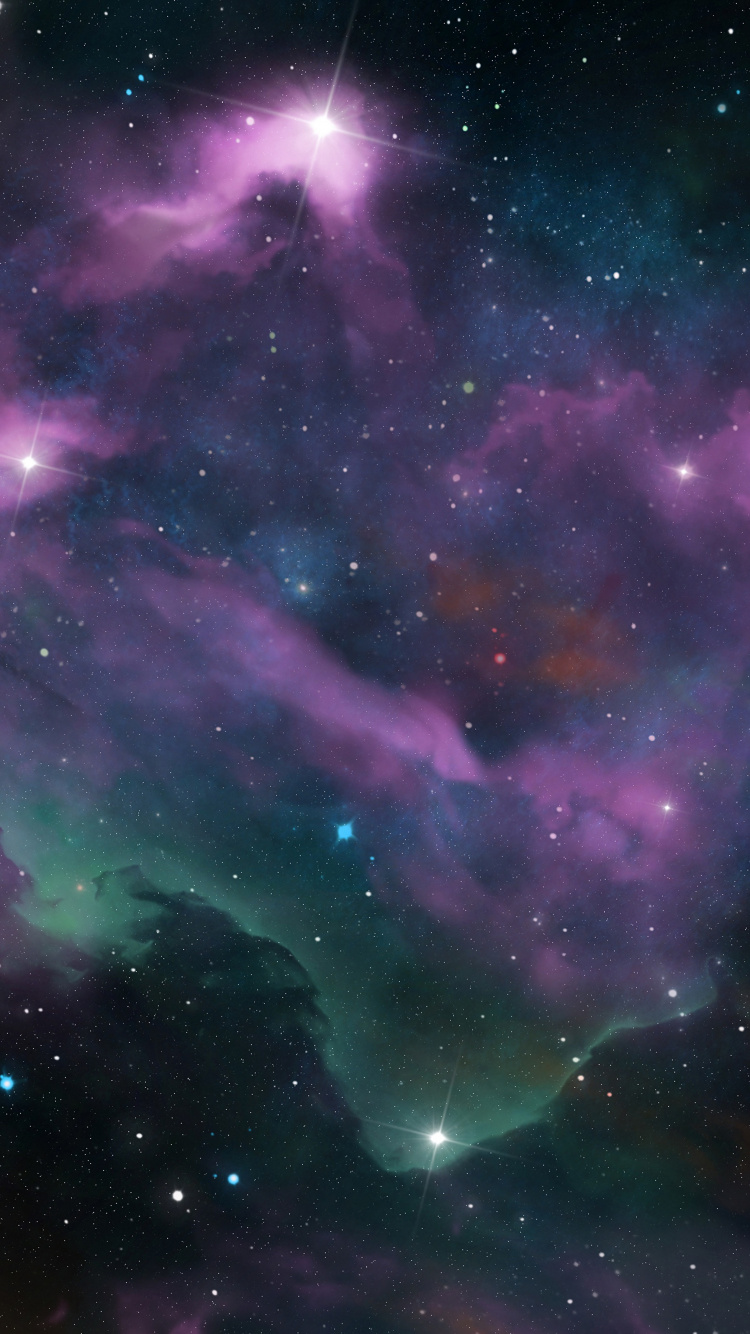 Обои туманность, звезда, природа, атмосфера, пурпур в разрешении 750x1334