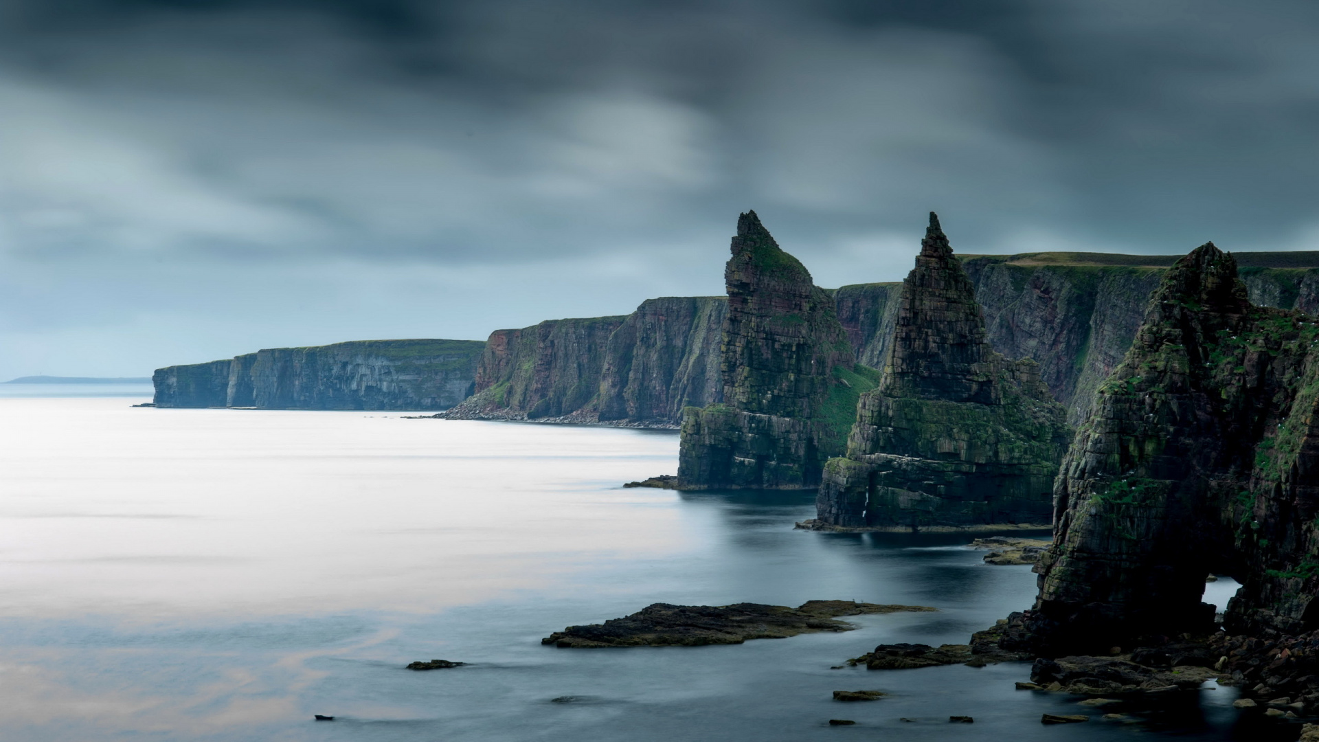 Обои стеки Маяк duncansby, стек, обрыв, Маяк Duncansby Голову, море в разрешении 1920x1080