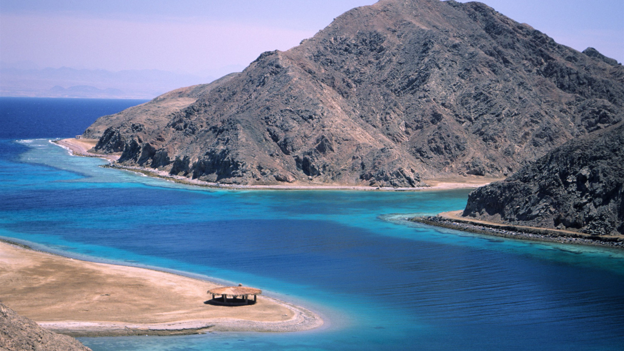 Обои залив фьорда, Табы, Наама Бэй, Синайский Полуостров, залив в разрешении 1280x720