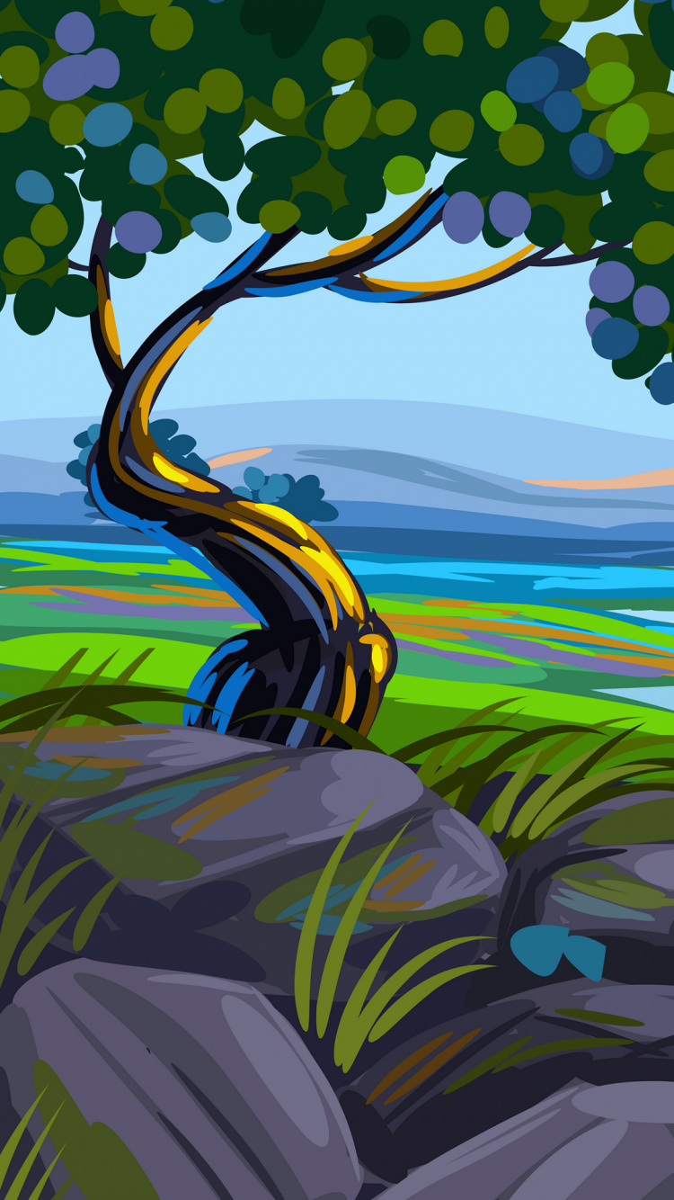 Обои иллюстрация, векторная графика, визуальное искусство, рисование, графика в разрешении 750x1334