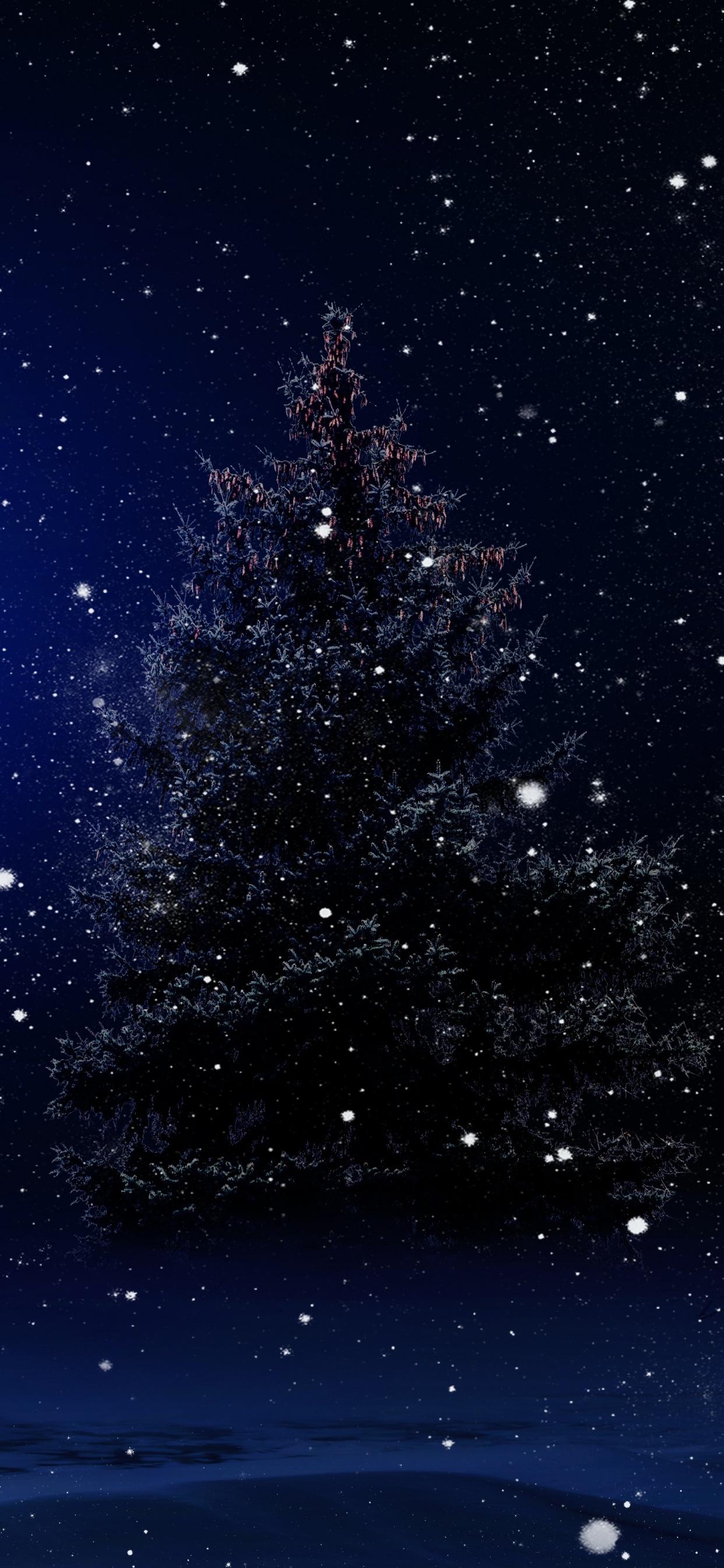 Обои Рождественский день, Новый год, елка, атмосфера, синий в разрешении 1242x2688