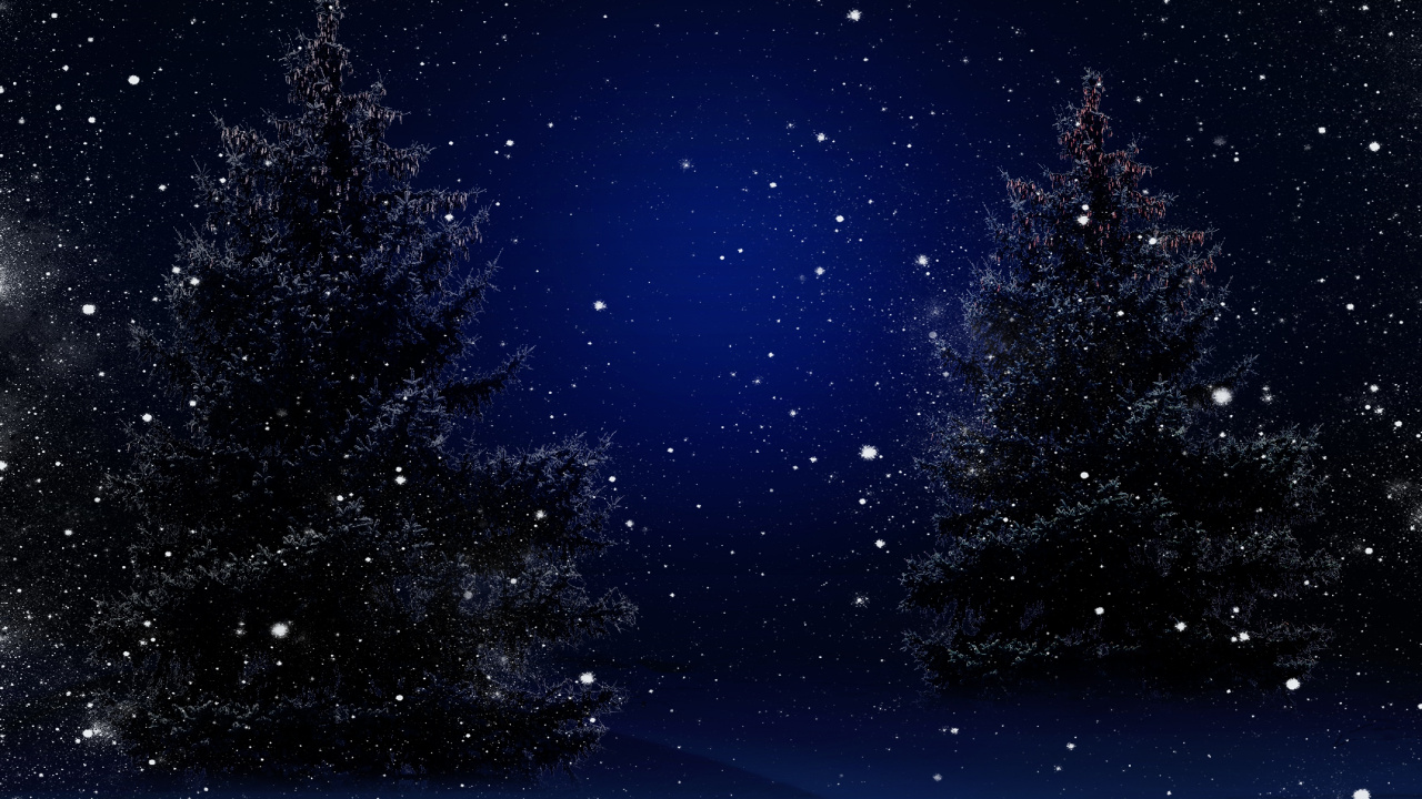 Обои Рождественский день, Новый год, елка, атмосфера, синий в разрешении 1280x720