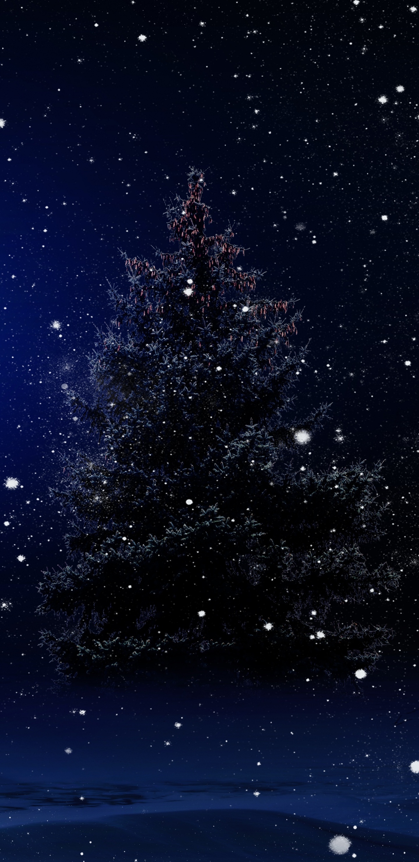 Обои Рождественский день, Новый год, елка, атмосфера, синий в разрешении 1440x2960