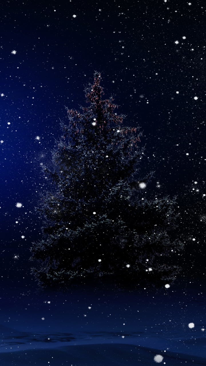 Обои Рождественский день, Новый год, елка, атмосфера, синий в разрешении 720x1280