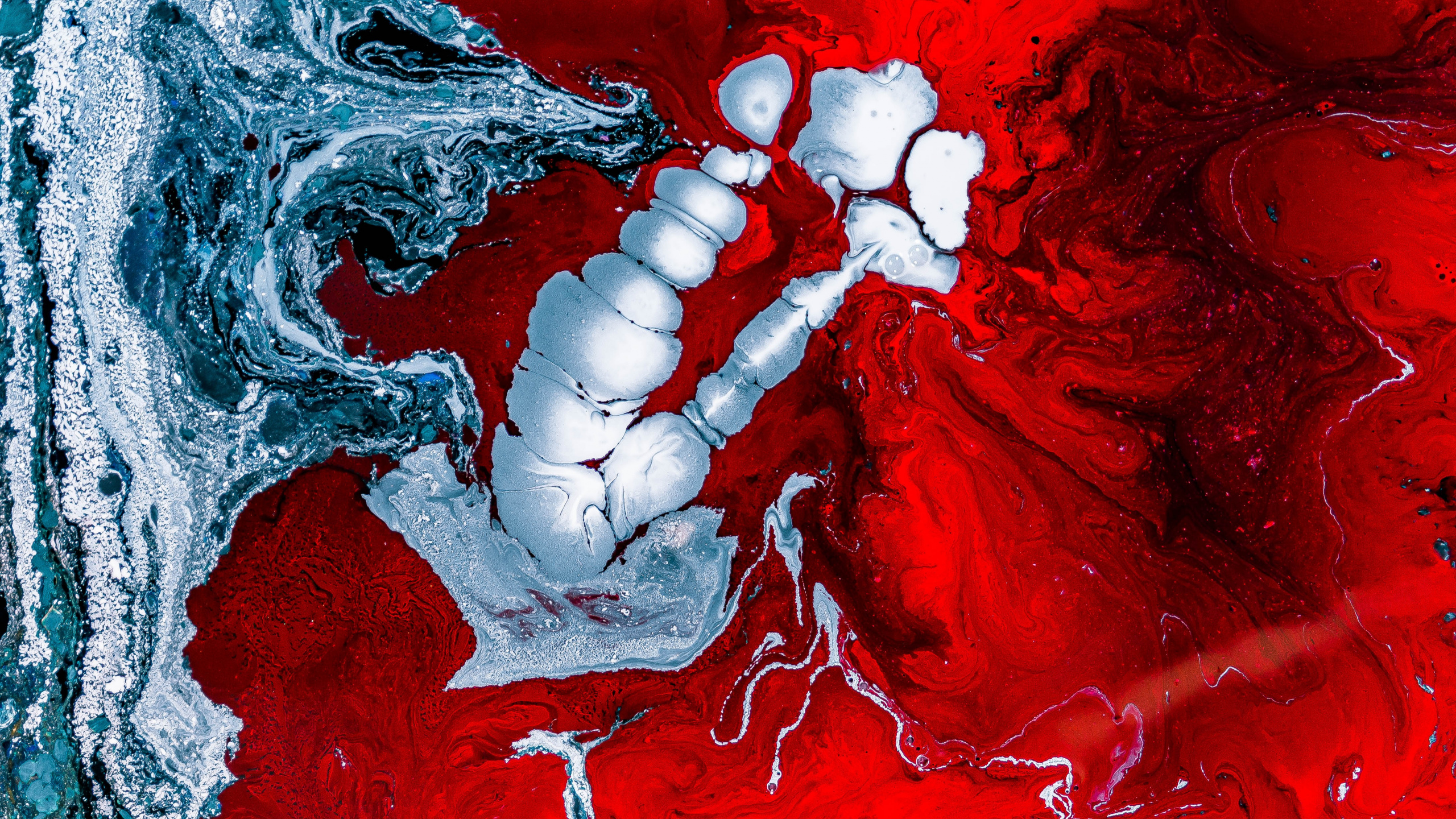 Обои вода, красный цвет, иллюстрация, арт, графика в разрешении 2560x1440
