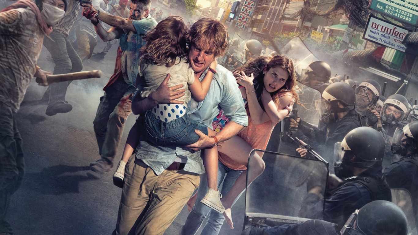 Обои Никакого Спасения, триллер, толпа, Пирс Броснан, девушка в разрешении 1366x768