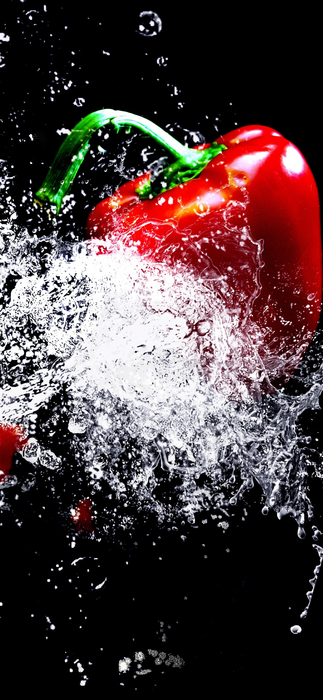 Обои овощ, чилийский перец, фрукты, вода, красный цвет в разрешении 1125x2436