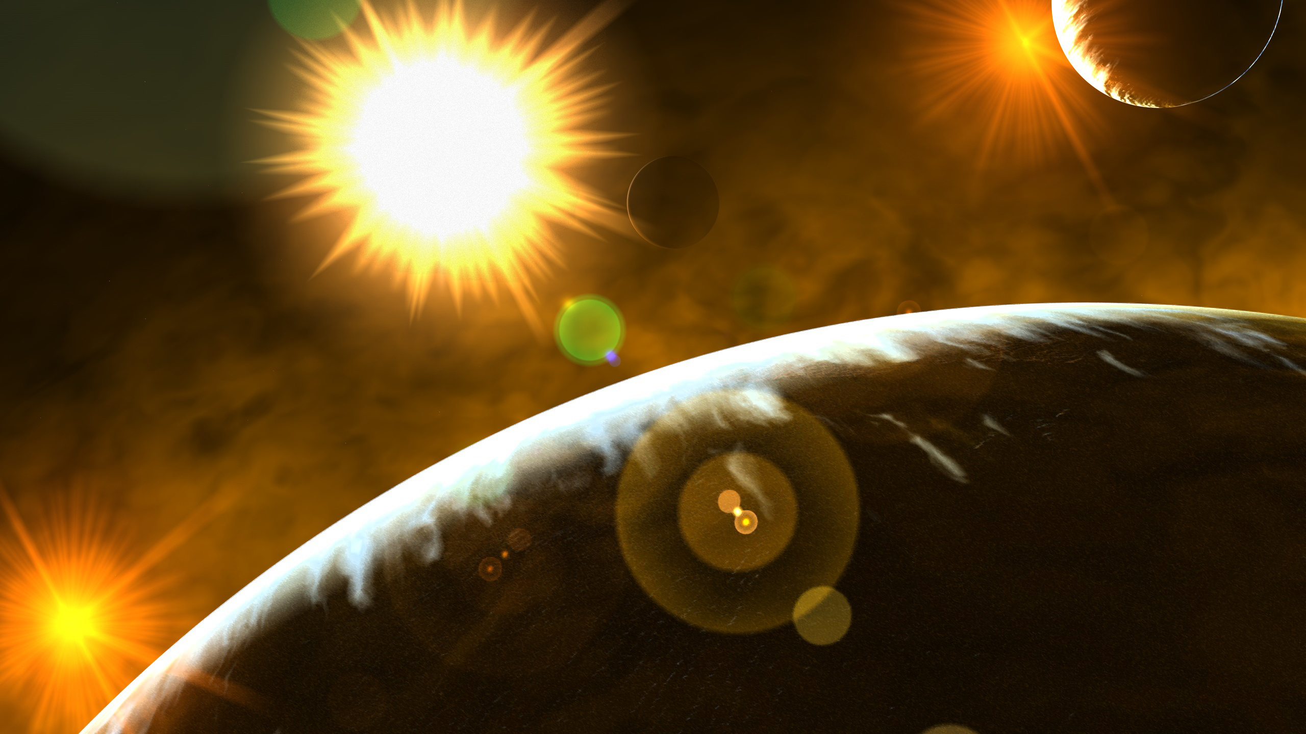 Обои планета, свет, астрономический объект, космос, солнечный свет в разрешении 2560x1440
