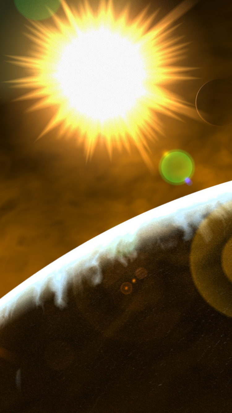 Обои планета, свет, астрономический объект, космос, солнечный свет в разрешении 750x1334