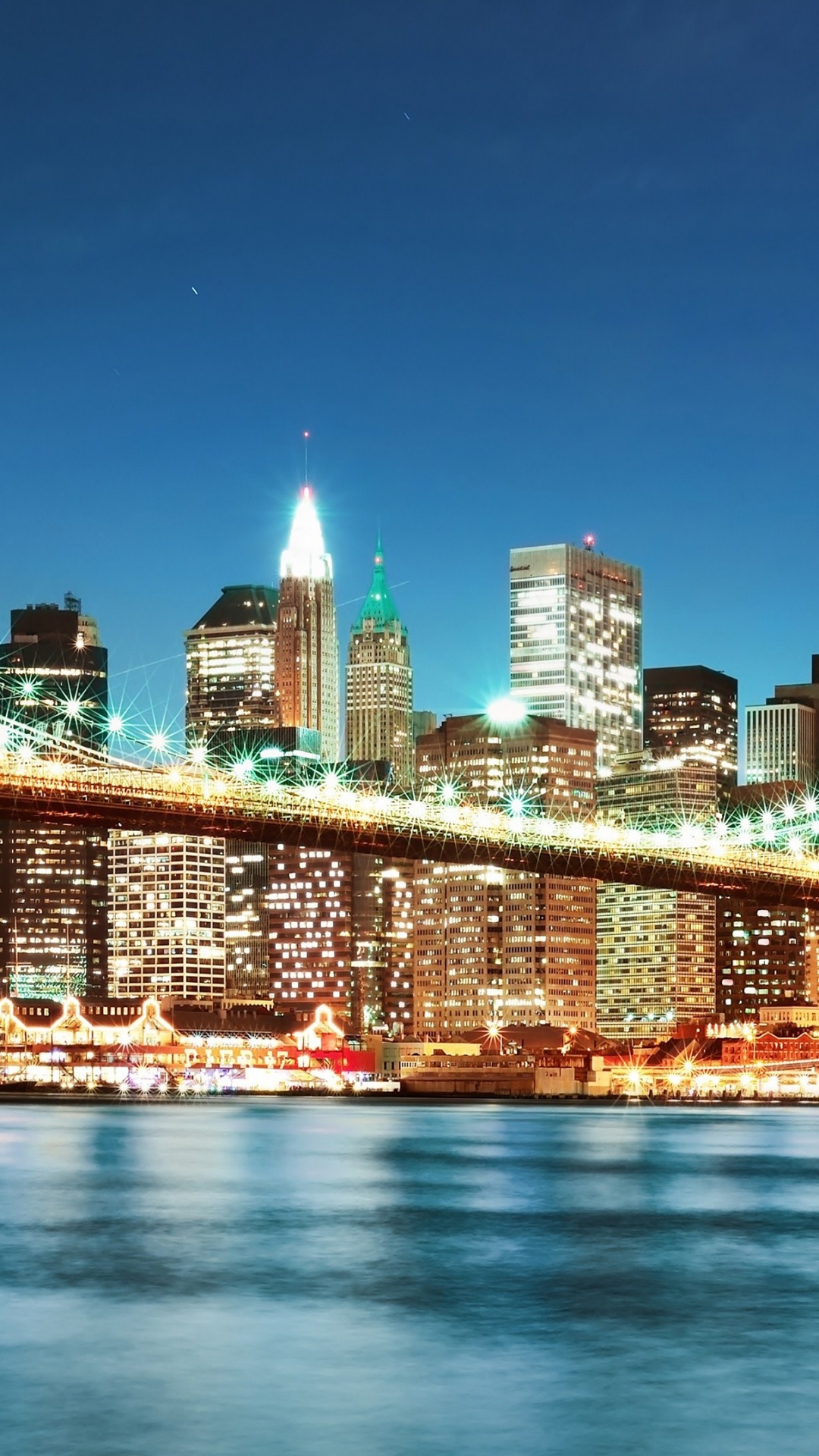 Обои Бруклинский мост, город, линия горизонта, городской пейзаж, ориентир в разрешении 1080x1920