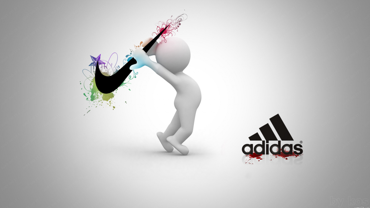Обои adidas, nike, графический дизайн, иллюстрация, лого в разрешении 1280x720